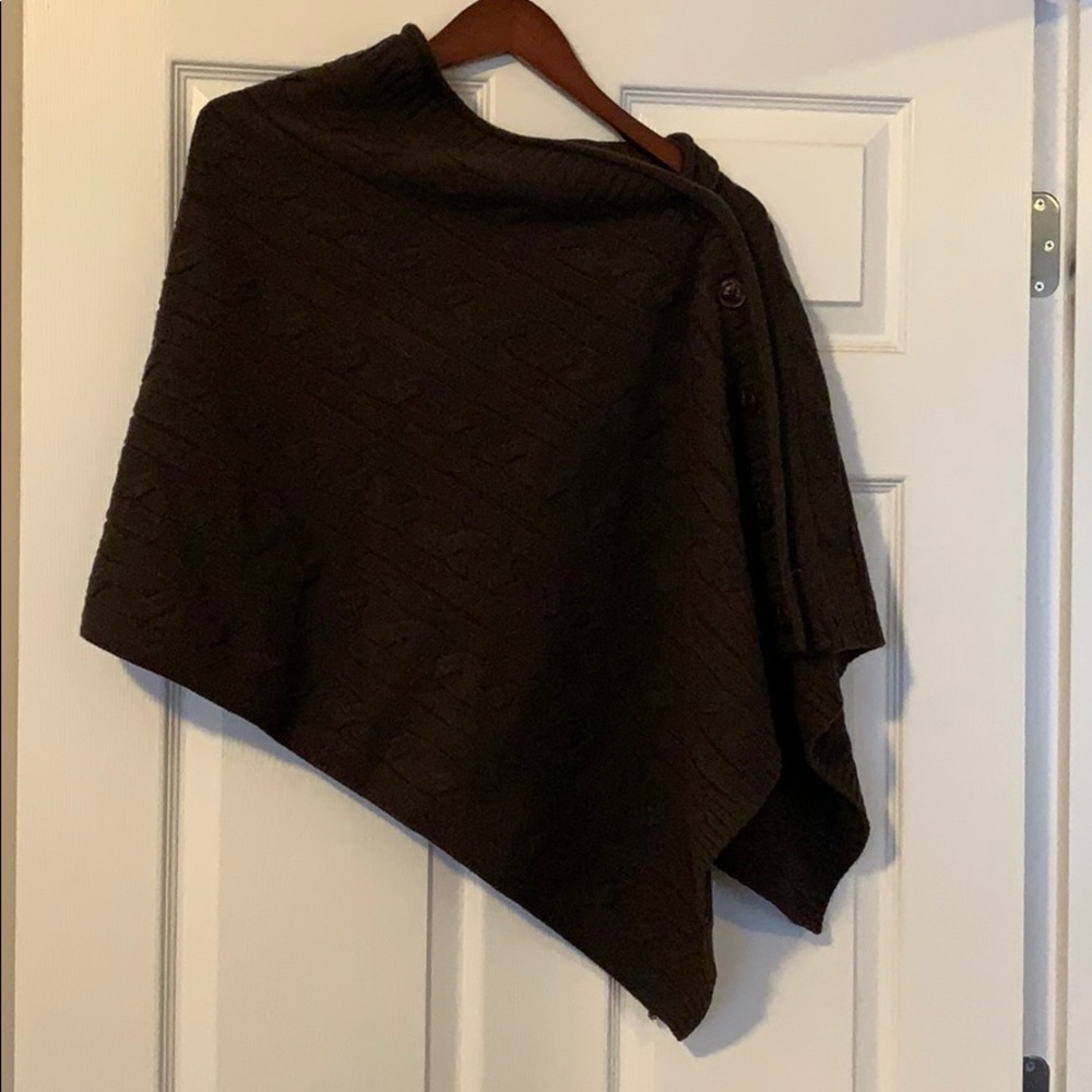 Cable knit, asymmetrical poncho